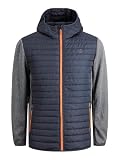 JACK & JONES Chaqueta acolchada para hombre, color gris jaspeado/detalles: juego de mangas, talla M, Gris melange. Detalles: mangas de juego, M