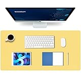 K KNODEL Large Office Leather Desk Mat, Mouse and Keyboard Pad, Computer and Laptop Mat, Desktop Protector and Cover, Writing Pad and Blotter (31.5'x15.7', Yellow)