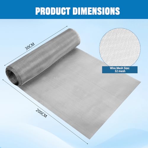 Exsink Edelstahl Drahtgitter Und Drahtgeflecht, Feinmaschig, 304 Edelstahl Und Hitzebeständig, 30 * 200CM Rolle Für Insektenschutz, Verhindert Mäuse, Fenstergitter, Garten Und Lüftungsgitter