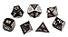 Forged Dice Co. Metal Polyhedral Dice Set of 7 - Storage Tin and Stickers - Metal Gaming Dice for RPG Games Black Raven w/Gold Numbers