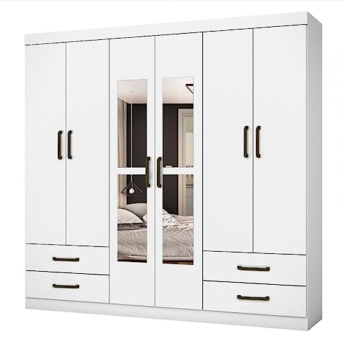 Guarda-Roupa Hercules com Espelho 6 Portas 4 Gavetas Branco