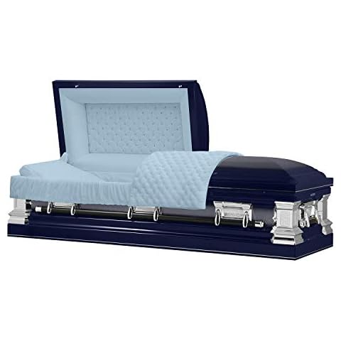 Titan Casket Era Series Stainless Steel Casket (Dark Blue) Handcrafted Funeral Casket - Dark Blue Finish with Light Blue Crepe Interior Cover