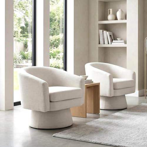 HNY Modern Swivel Beige Accent Chairs Set of 2