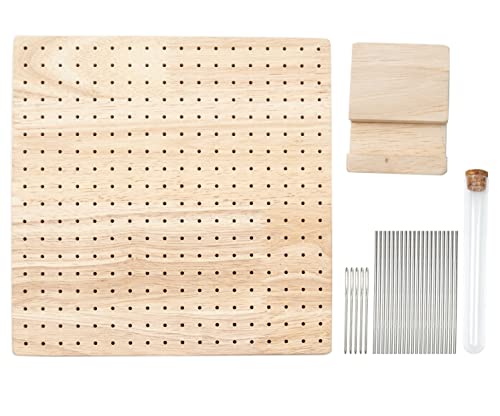 Plutreas Wooden Blocking Board for Knitting and Crochet Projects Handcrafted Knitting Board for Knitting Crochet and Granny Squares Lovers, Rod Pins, Stand Included