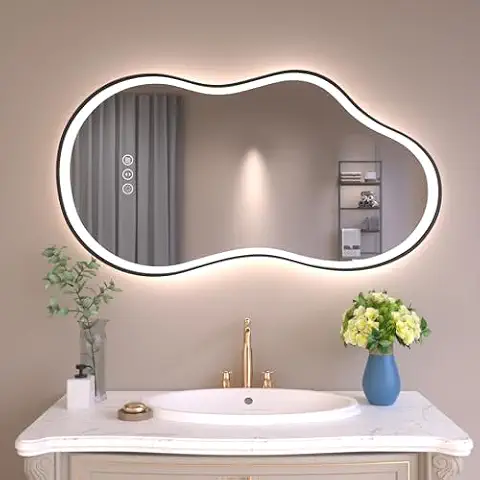 WTTY LED Irregular Bathroom Mirror 26x46 Inch with