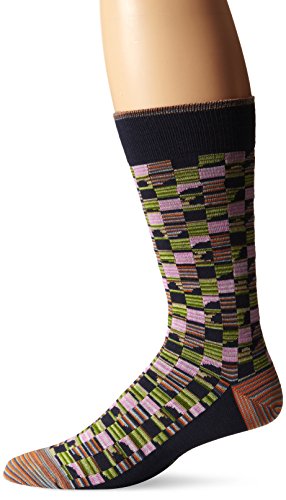 Robert Graham Men's Cabrillo Crew Sock, Navy, Shoe size7.5-12/Sock size:10-13