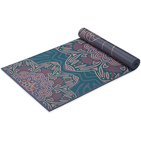Gaiam Yoga Mat Premium Print Reversible Extra Thick Non Slip Exercise & Fitness Mat for All Types of Yoga, Pilates & Floor Workouts, Jade Salutation, 6mm Cover