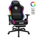 LED Gaming Stuhl für Kinder 155° Computer Stuhl mit RGB Lichter-Schwarz