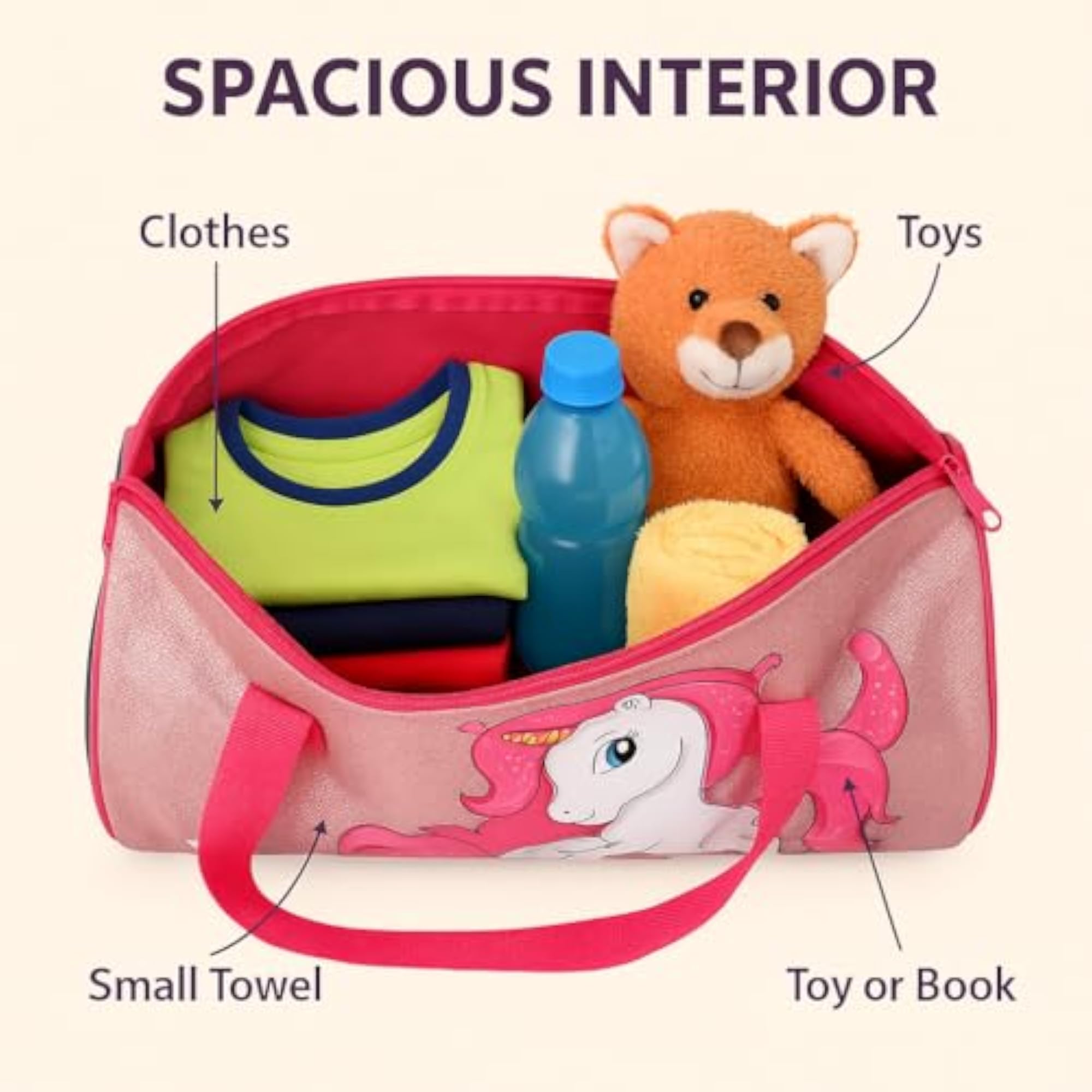 Girls' Unicorn Glitter Duffle Bag for Kids