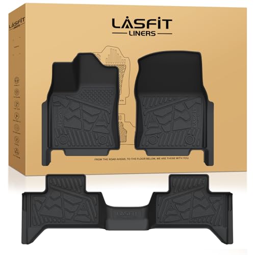 LASFIT Floor Mats for Toyota Tundra 2022-2026 Double Cab, Custom Fit All Weather Protection TPE Easy Clean Anti-Slip Floor Liners for Tundra 2022-2024 2025 2026 Front & Rear 2 Row Car Mats