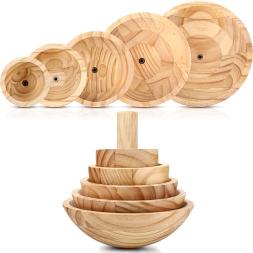 DoubleFill 5 Pack Pottery Molds Plaster Molds Wood Pottery Tools with Handle for Ceramic Top Forms DIY Bowls Plate Dish Slump Press Art Making Hemispherical(3.5 4.5 5.5 6.57.5 Height 2.5)