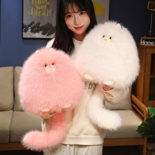 Image of PEACH CAT Fat Cat Stuffed Animal 11.8 inch Big Kitten Plushies Cute Plush Toys Birthday Gifts for Kids White