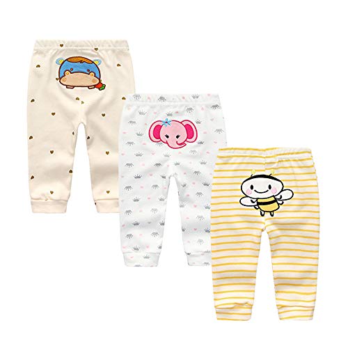 Image of Unisex Newborn Baby Cotton 4-Pack Pants Embroidery Pringting Casual Leggings 0-24 Months for Boys and Girls