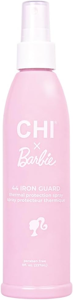 CHI x Barbie 44 Iron Guard Thermal Protection Spray, Nourishing Formula Helps Resist Heat Damage To Hair & Tame Frizz, Barbie Inspired Design, 8 Oz