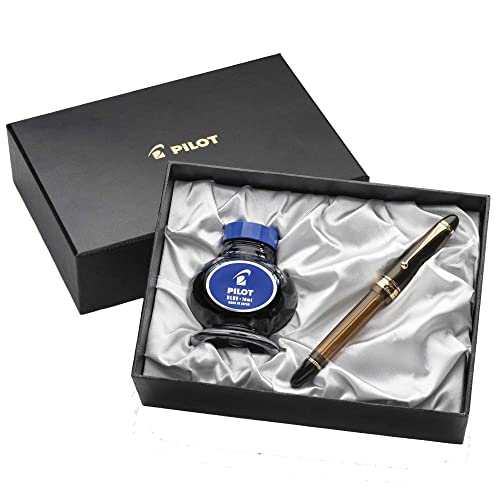 Image of PILOT Custom 823 Fountain Pen, Amber Barrel, Fine Nib, Blue Ink (60558)
