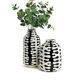 Two's Company Jigsaw Set of 2 Black and White Vase, Ceramic, Black and White, Home Decor Accessories