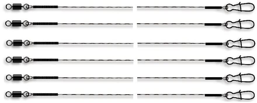 Set : 6 Compartiment Power Flex 7 x 7 Super Soft acier avant avec Tourbillon, 15 kg, longueur 50 cm + autocollant Petri Heil.