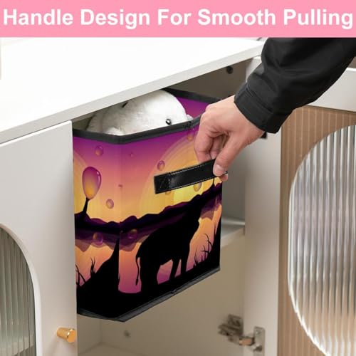 Boîte de rangement pliable éléphant mignon avec poignées solides - 7