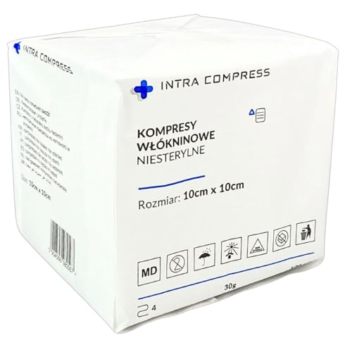 Compresse in tessuto non tessuto 10 × 10 cm – Non sterile – 4 strati – 100 pezzi – Compresse detergenti morbidi per l'igiene e le applicazioni cosmetiche