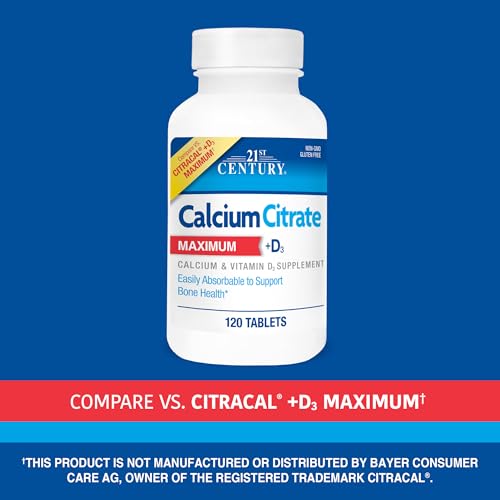 21st Century, Calcium Citrate Maximum + D3, 120 Tablets