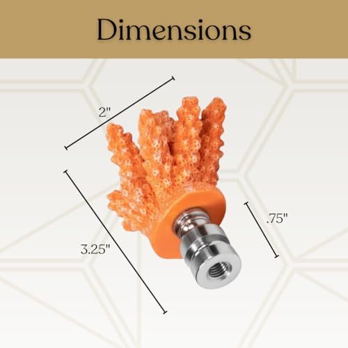 Image of Royal Designs, Inc. Sea Life Lamp Finial, Large Coral, Orange, Polished Silver Base, Replacement Finial for Table or Floor Lamps