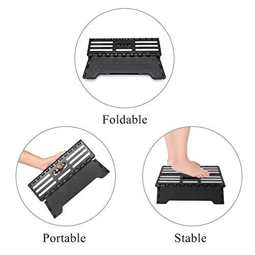 5 Inch Folding Step Stool with Non-Slip Mat. Made of Incombustible Plastic, Can Withstand Over 250 Pounds. Collapsible Step Suitable for Kitchen, Bathroom, Bedroom, Camping, Travel ect