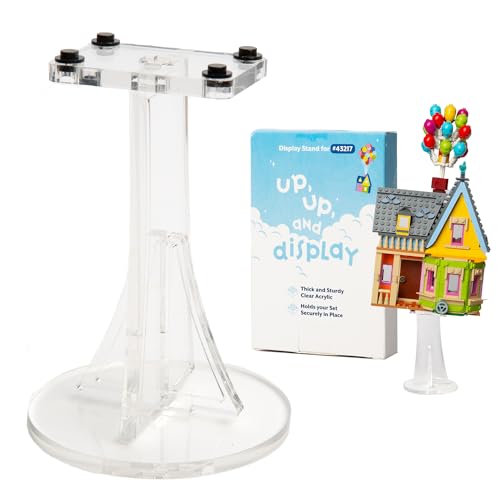 IMPRESA Acrylic Display Stand - Compatible with Lego Up House 43217 - 4.5 x 2.9 In Clear Acrylic Case - Floating Effect Riser & 360-Degree View for Up House Display
