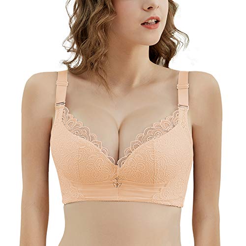 Lace bras for women wirefree lightly lined brassiere push up bras…