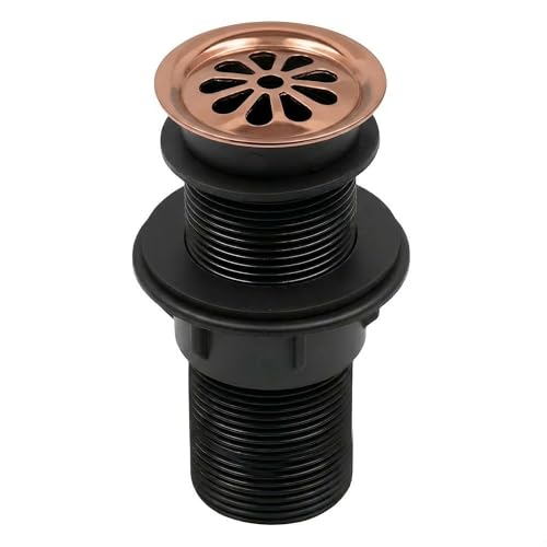 Image of BASSINO 6 Inch Basin Waste Coupling Nylon Thread Body with Brass Jali Head /Heavy Duty Bathroom Sink Drain /Anti Clog Waste Coupling with Durable Build /Universal Fit Drain for Washbasin(Rose Gold)