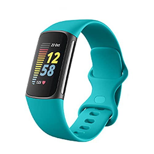 For Fitbit Charge5 交換用バンド 【HVUYAL】 シリコンベルト 柔らかい 多色選択 防汗 脱着簡単 Fitbit Charge5 交換用ストラップ スポーツバンド（スカイブルー）