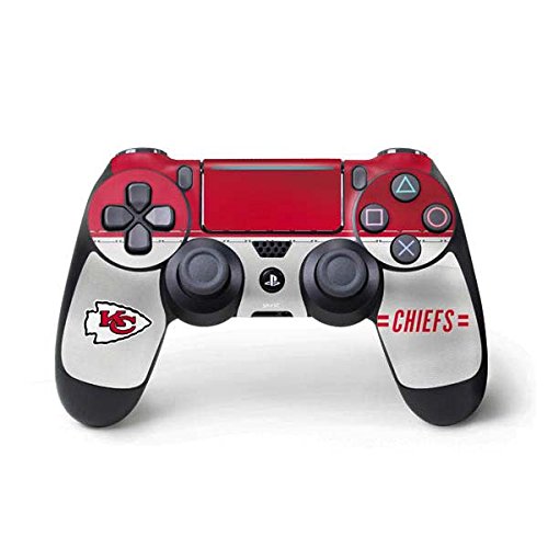Skinit Decal Gaming Skin Compatible with PS4 Pro/Slim Controller - Officially Licensed NFL Kansas City Chiefs White Striped Design