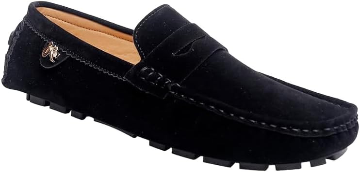 Luxury Men's Suede Penny Loafers, Non-Slip Driving Shoes, All-Season Breathable Slip-Ons for Business, Prom & Everyday