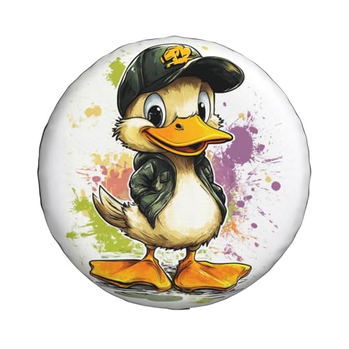 Image of Cute Duck Spare Tire Cover Universal Wheel Tire Cover Funny Cartoon Duck Tire Protectors for Travel Trailer Rv SUV Truck Camper and Many Vehicle 16 Inch
