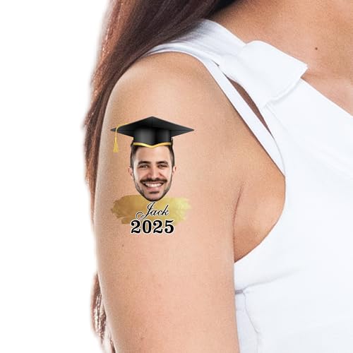 Tatuaggi Temporanei Personalizzati, Tatuaggi Personalizzati con Faccia Foto Nome Logo, Divertente Impermeabile Tatuaggi per Compleanno, Addio al Celibato,Iaurea,Matrimonio Bomboniere (Stile 14)