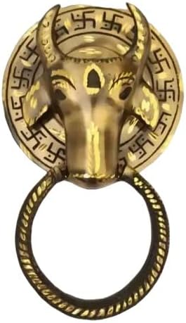 Crafting with Love a Beautiful Brass Nandi/Bull Door Knocker/Door Knocker/showpiece, Size : 4" x 2" x 6.5 inches