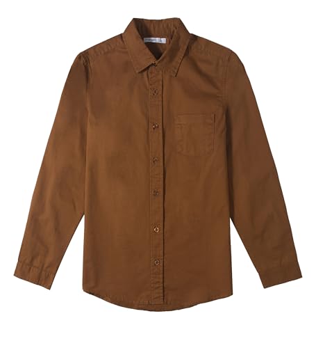 Tronjori Boys Long Sleeve Button Down Cotton Casual Shirt Dress Shirt School Uniform