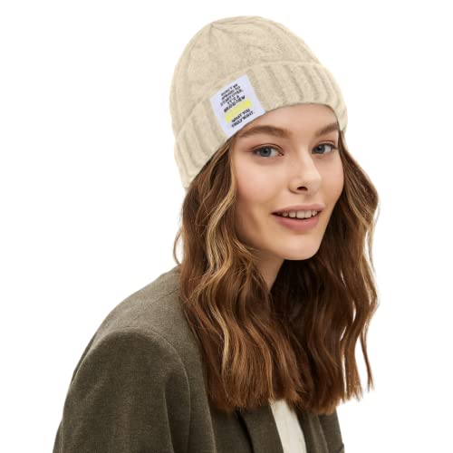 NLAND Bonnet Femme Hiver Bonnet Tricoté Bonnet Torsadé Chapeau Homme Bonnet Chaud et Doux Taille Unique (Beige, Taille Unique) Cover