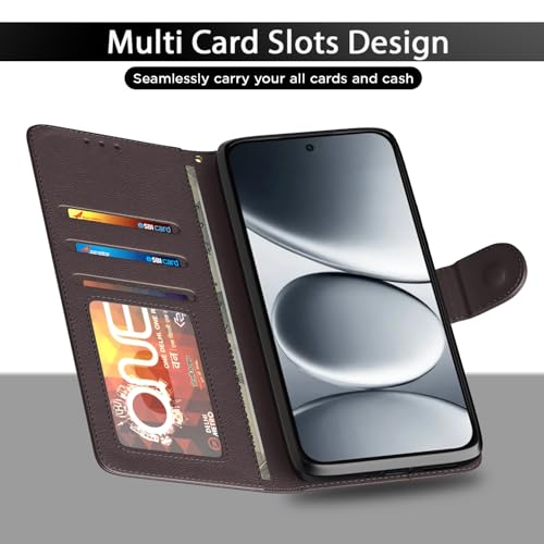 Image of Amazon Basics Flip Cover for Redmi Note 15 Pro 5G Leather Finish | Wallet Stand and Shock Proof | Inside TPU with Card Pockets | Complete Protection Flip Case (Coffee)