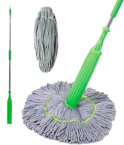Image of Microfiber Twist Mop for Floor Cleaning, Squeeze Twist Mop Stick, Durable Dust Easy to Use Floor Cleaner, Effective for Hardwood, Tile, and Laminate (Green)