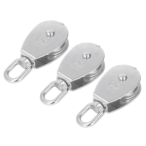 3-teiliges schweres Du-Edelstahl-Riemenscheiben-Set, 400 kg Tragkraft, 360 ° drehbar, glatte Seilrollen zum Anheben von Abschleppbooten, Deckrollensystemen
