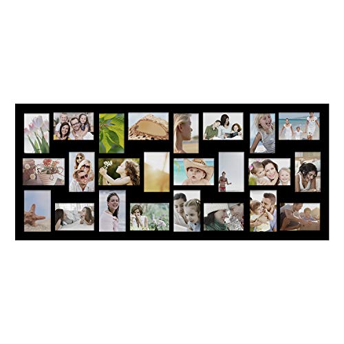 Adeco Decorative Black Wood Wall Hanging Picture Photo Frame, 24 Openings Of 4X6" Each #TOP3