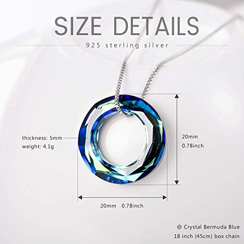 AOBOCO Circle Crystal Necklace 925 Sterling Silver Crystal Pendant Necklace for Women with Austrian Crystals Jewelry for Women Christmas Birthday Holiday Gifts3