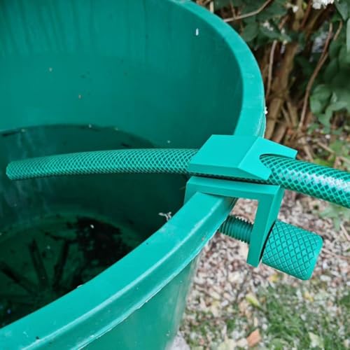 FUANA Eimerschlauchhalter für Regentonnen, 17 x 3 x 14 cm, ABS-Material, grün, für den Außenbereich, Garten, mit einfacher Installation, Türschloss