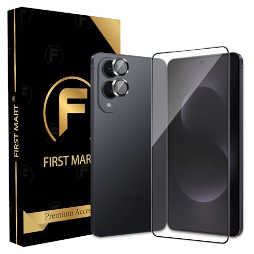 Image of FIRST MART Tempered Glass for Samsung Galaxy S25 5G with Black Camera Ring Guard & Installation Kit | HD Clear Edge-to-Edge Screen Protector, Scratch Resistant, Case-Friendly | Pack of 1