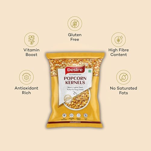 Image of Desire Popcorn Kernel Seeds, 500g | Jumbo Makkai Popcorn Kernels | Imported, High Expansion, A Grade for Gourmet Popcorn