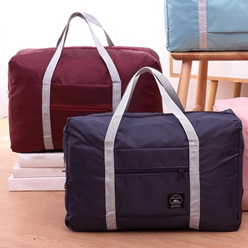 Foldable Travel Duffel Bag Lightweight Tote Carry on Luggage Sport Duffle Waterproof Sports Gym Bag Weekender Overnight Bags for Women and Men (Dark Blue)4