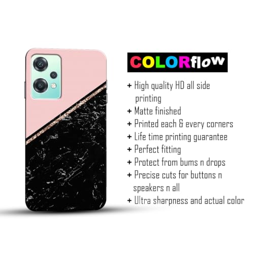 Image of COLORflow Back Cover Compatible with OnePlus Nord CE 2 Lite 5G | Beautiful Black Pink Marble | Designer Printed Hard CASE Bumper Back Cover Compatible with OnePlus Nord CE 2 Lite 5G