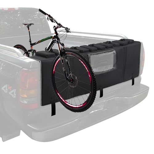 MDSTOP Tailgate Pad for Mountain Bike, Truck Tailgate Bike Pad with Reflective Strips,Tool Pockets, Backup Camera Opening, MTB Tailgate Pad Carries Up