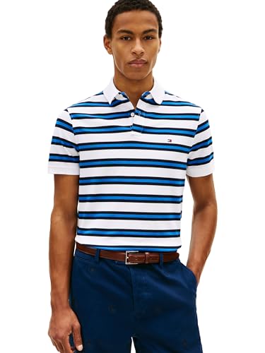 Image of Tommy Hilfiger Men's Short Sleeve Polo Shirts in Regular Fit With Stretch and Organic Pique Cotton