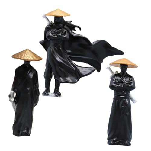 VICASKY 3 Piezas de joyería de Caballero Decorativa pequeña muñeca Mini Escritorio Figuras paisajistas Estatua Decorativa de Escritorio decoración del hogar Oficina decoración Resina Negro